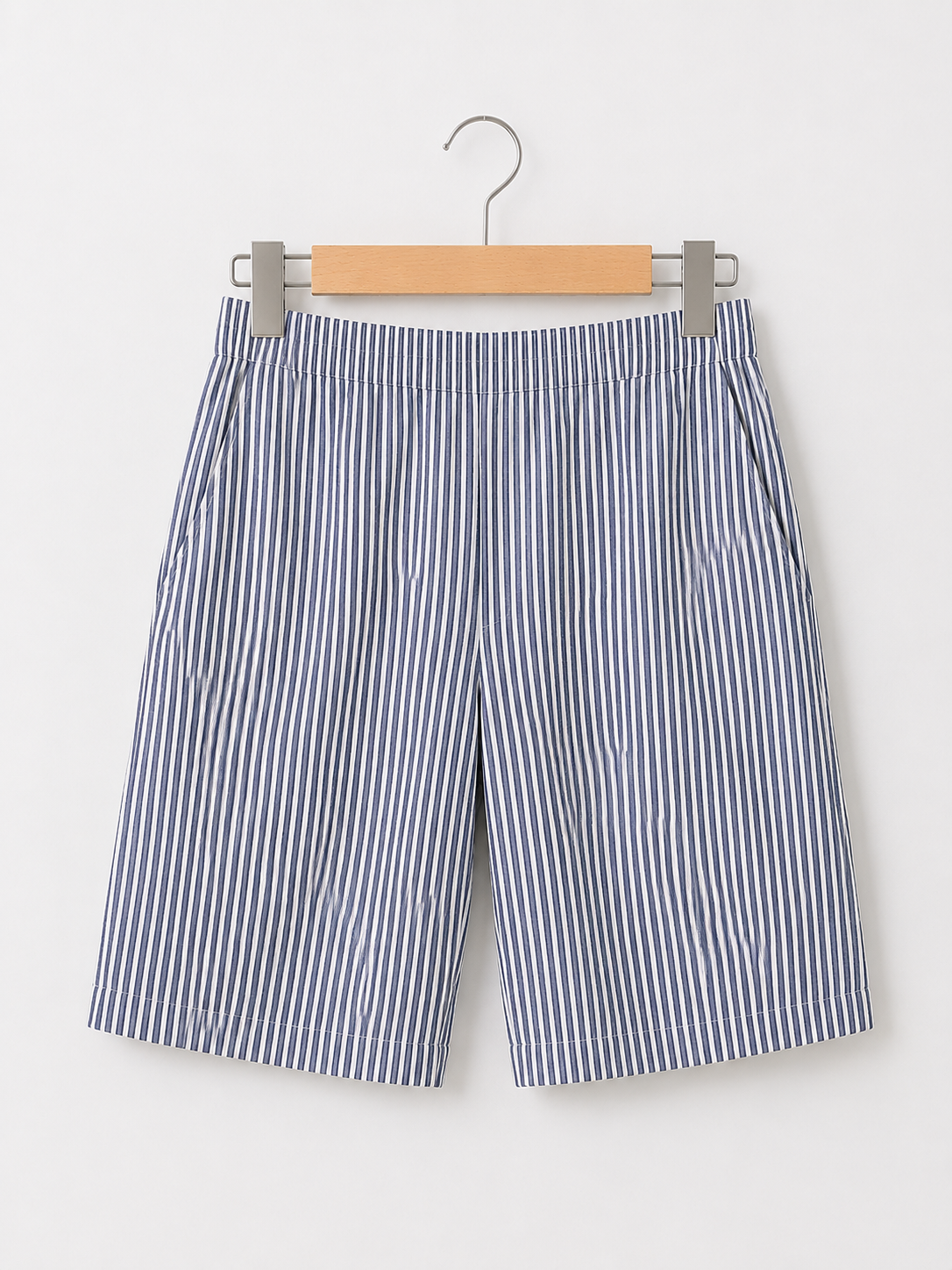 Navy Stripe Cotton Shorts