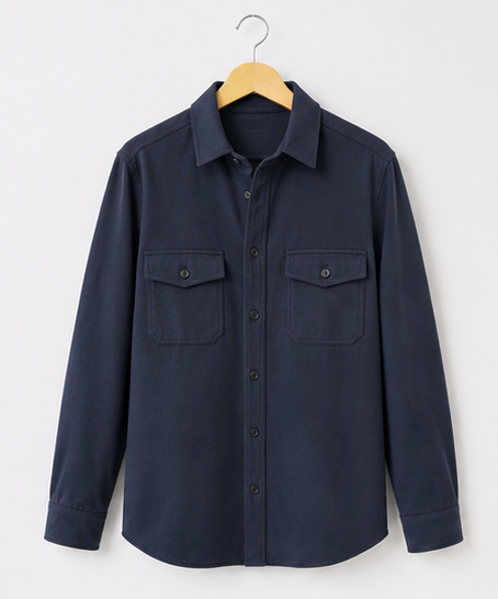 Navy Cotton Blend Overshirt