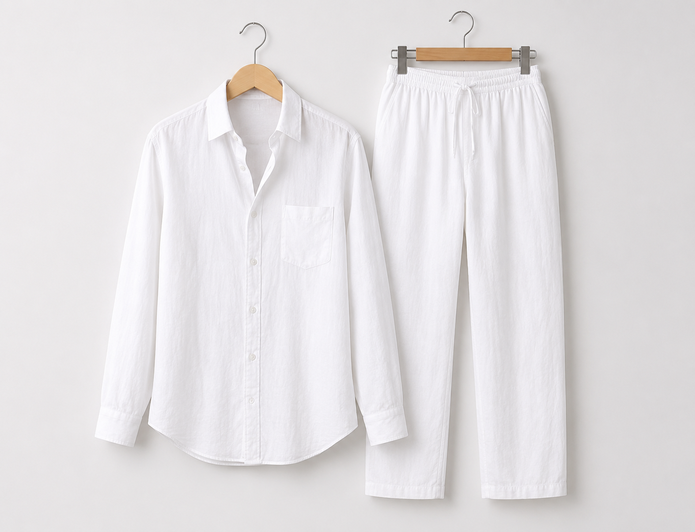 White Linen Set – Chest Pocket